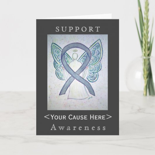 Grey Awareness Ribbon Angel Gepersonaliseerd Card Kaart (Voorkant)