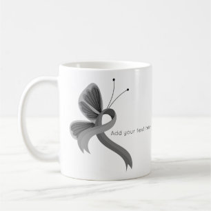 Grey Awareness Ribbon Butterfly Coffee Mok