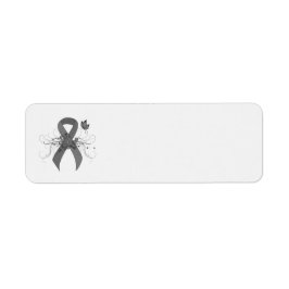 Grey Awareness Ribbon with Butterfly Etiket