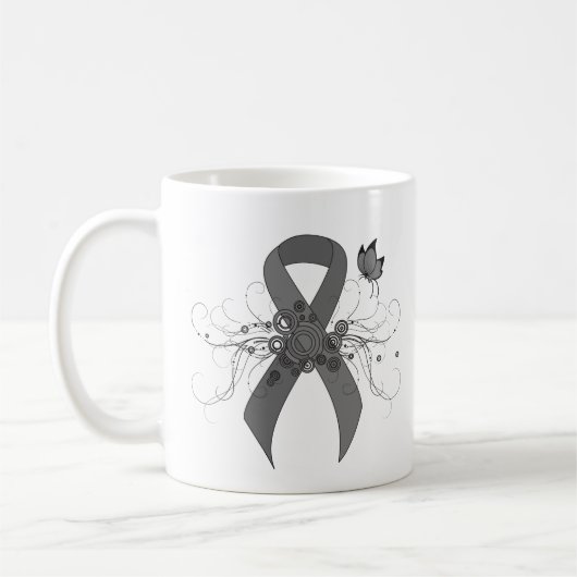 Grey Awareness Ribbon with Butterfly Koffiemok (Links)
