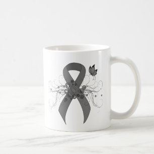 Grey Awareness Ribbon with Butterfly Koffiemok