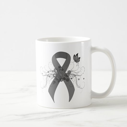 Grey Awareness Ribbon with Butterfly Koffiemok (Rechts)