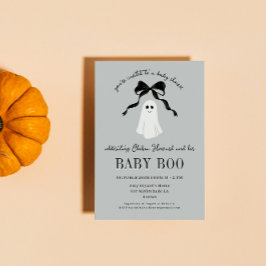 Grey Baby Boo Ghost Halloween Baby shower Kaart