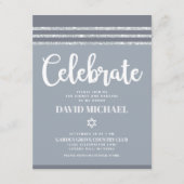 Grey Bar Mitswa Zilver Tallit Bold Modern Eenvoudi Informatiekaartje (Voorkant)