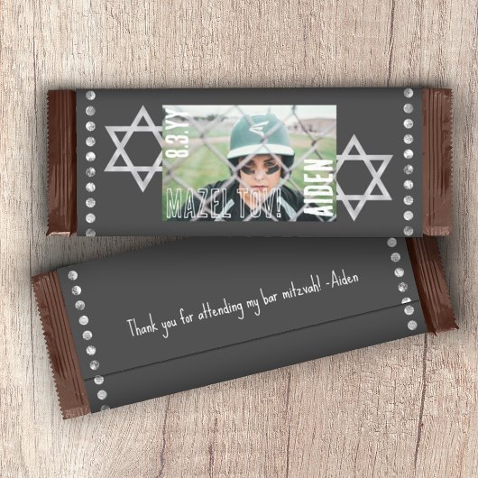 Grey Bar Mitzvah Budget Snoep Bar Wrapper w/ Stars Flyer