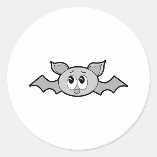 Grey Bat Cartoon. Ronde Sticker (Voorkant)