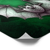 Grey Bat Wings Spread Spooky Green Cave Black Poster (Hoek)