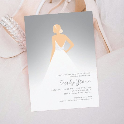 Grey & Beige Couture Trouwjurk Vrijgezellenfeest Kaart