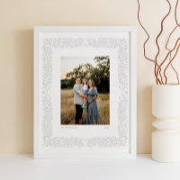 Grey Beige Folk Art Floral Lijst met aangepaste te