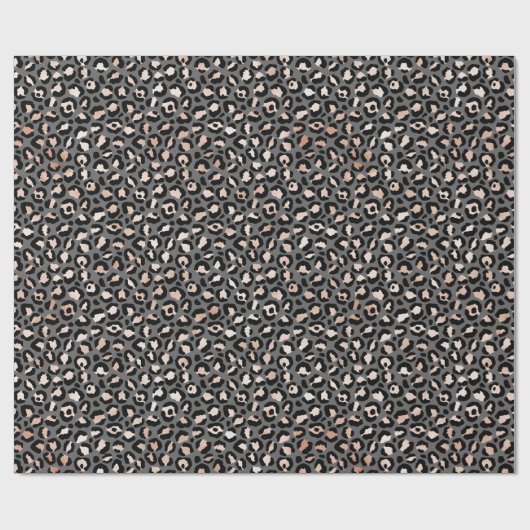 Grey Beige Peach Roos Leopard Print Cadeaupapier (Vlak)