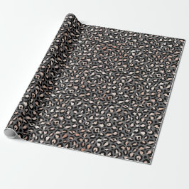 Grey Beige Peach Roos Leopard Print Cadeaupapier
