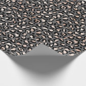 Grey Beige Peach Roos Leopard Print Cadeaupapier (Hoek)