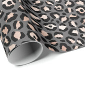 Grey Beige Peach Roos Leopard Print Cadeaupapier (Rol Hoek)