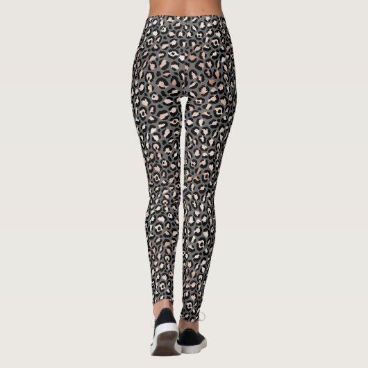 Grey Beige Peach Roos Leopard Print Leggings (Achterkant)
