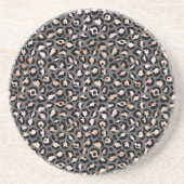 Grey Beige Peach Roos Leopard Print Zandsteen Onderzetter (Voorkant)