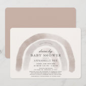 Grey Beige Rainbow Waterverf Drive-by Baby shower Kaart (Voorkant / Achterkant)