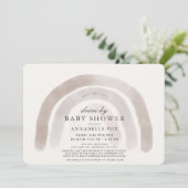 Grey Beige Rainbow Waterverf Drive-by Baby shower Kaart (Staand voorkant)