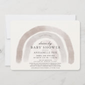Grey Beige Rainbow Waterverf Drive-by Baby shower Kaart (Voorkant)
