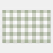 Grey Beige Sage Green Gingham Check Pset Inpakpapier Vel (Voorkant 3)