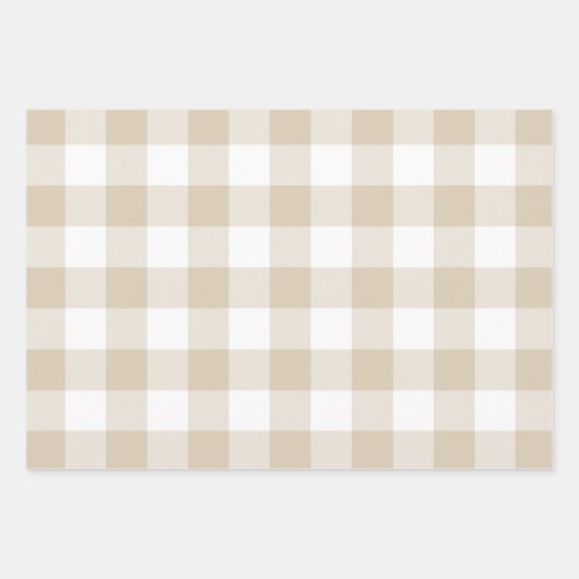 Grey Beige Sage Green Gingham Check Pset Inpakpapier Vel (Voorkant 2)