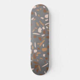 Grey Beige Tan Brown Terrazzo Marble Pattern Persoonlijk Skateboard