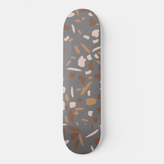 Grey Beige Tan Brown Terrazzo Marble Pattern Persoonlijk Skateboard (Voorkant)