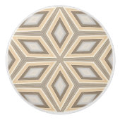 Grey Beige Taupe Brown Geometric Retro Stars Motif Keramische Knop (Voorkant)
