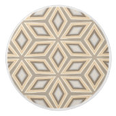 Grey Beige Taupe Brown Geometric Retro Stars Motif Keramische Knop (Voorkant)