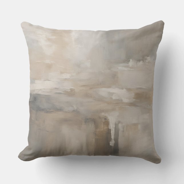 Grey Beige Taupe Neutraal Abstract Kussen (Voorkant)