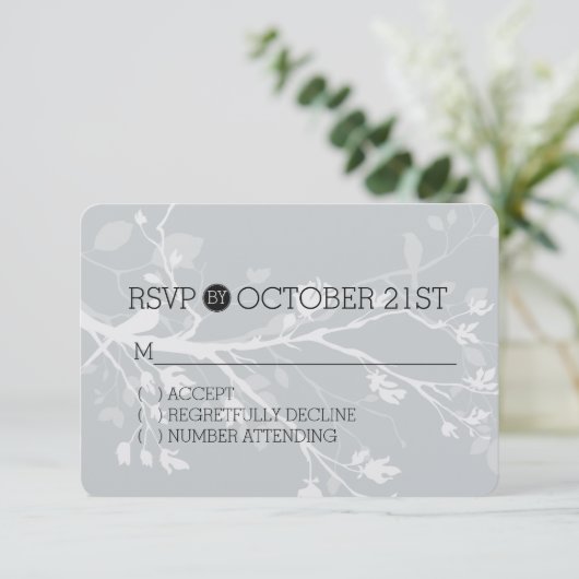 Grey Bird Branches RSVP (Staand voorkant)