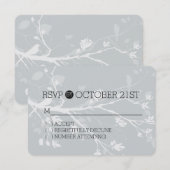 Grey Bird Branches RSVP Kaartje (Voorkant / Achterkant)