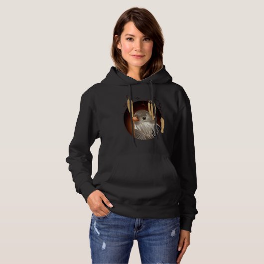 Grey Bird with Corkscrew Hazelnut Branch Hoodie (Voorkant volledig)