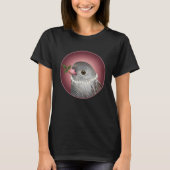 Grey bird with pearl necklace and branch in beak t-shirt (Voorkant)