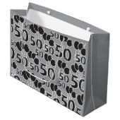 Grey Black 50th Birthday Gift Bag Large Cadeautasje (Voorkant Gekanteld)