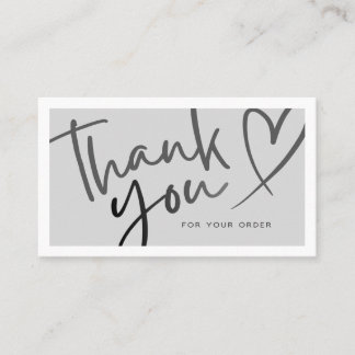 Grey / Black Aesthetic Thank You Card Contactkaartje