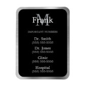 Grey Black and White Important Phone Numbers Magneet (Verticaal)