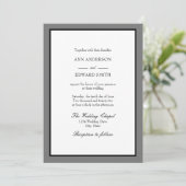 Grey Black Border - Families Wedding Invitation Kaart (Staand voorkant)