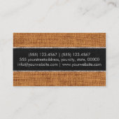 Grey & Black Burlap Linen Rustic Jute Visitekaartje (Achterkant)