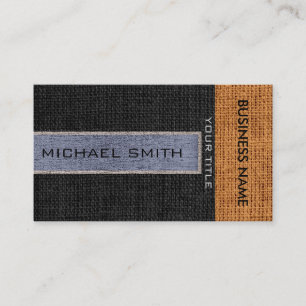 Grey & Black Burlap Linen Rustic Jute Visitekaartje