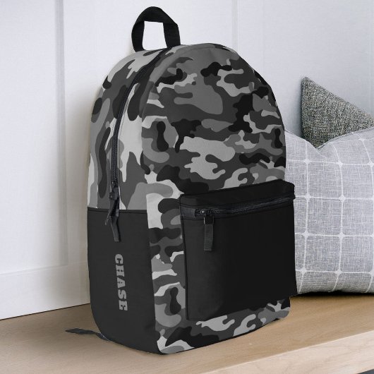 Grey Black Camoflauge Boys School Bedrukte Rugzak