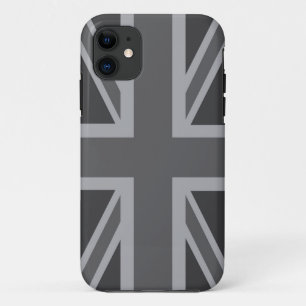 Grey Black Classic Union Jack British (UK) vlag iPhone 11 Hoesje