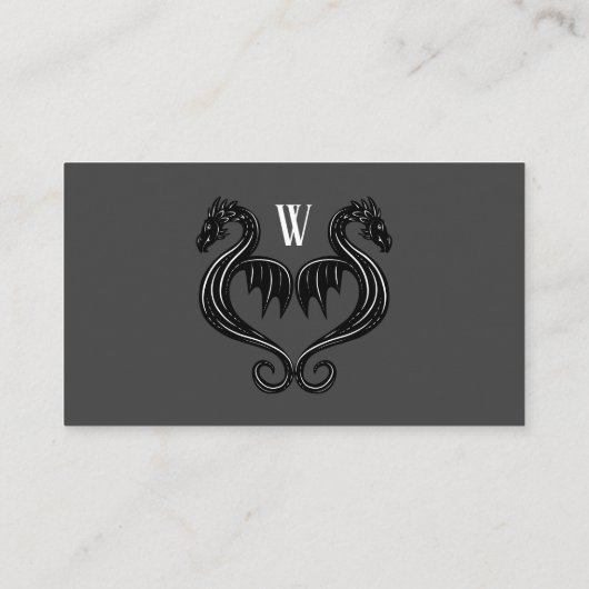 Grey Black Dragon Wings Fantasy Wedding Details Informatiekaartje (Achterkant)