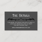 Grey Black Dragon Wings Fantasy Wedding Details Informatiekaartje (Voorkant)