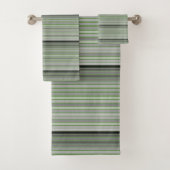 Grey Black en Green Stripe Towel Set Bad Handdoek (Insitu)