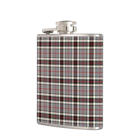 Grey, Black en Red Thompson Clan Formal Tartan Heupfles (Links)