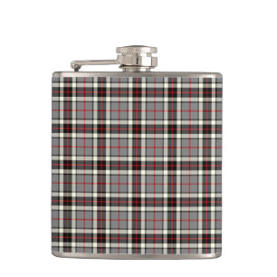 Grey, Black en Red Thompson Clan Formal Tartan Heupfles