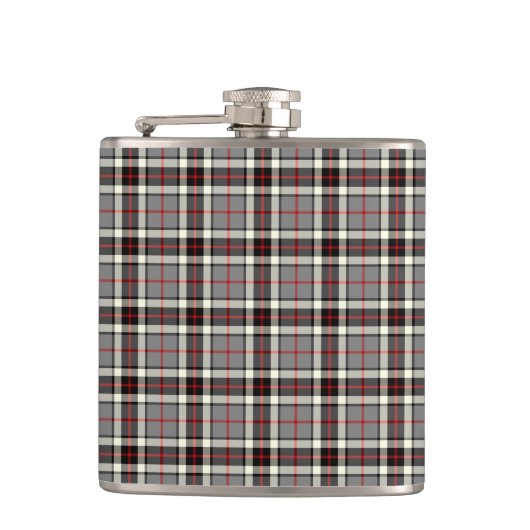 Grey, Black en Red Thompson Clan Formal Tartan Heupfles (Voorkant)