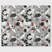 Grey Black Floral Winter Magnolia Cadeaupapier (Vlak)