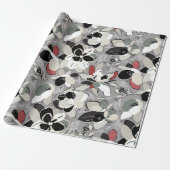 Grey Black Floral Winter Magnolia Cadeaupapier (Uitgerold)