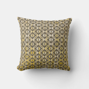 Grey, Black & Gold Patterned Flowers Kussen